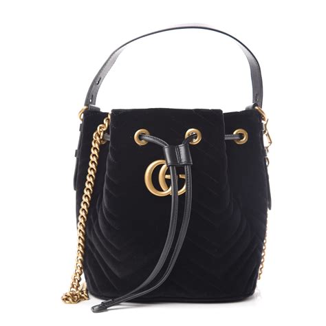 gucci black velvet bucket bag